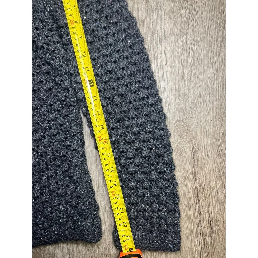 ELSAMANDA Womens Gray Open Knit LS Sweater Size M Sparkles Made In‎ Italy